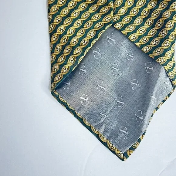 VALENTINO Garavani solid black 100% Silk tie authentic yellowformal designer